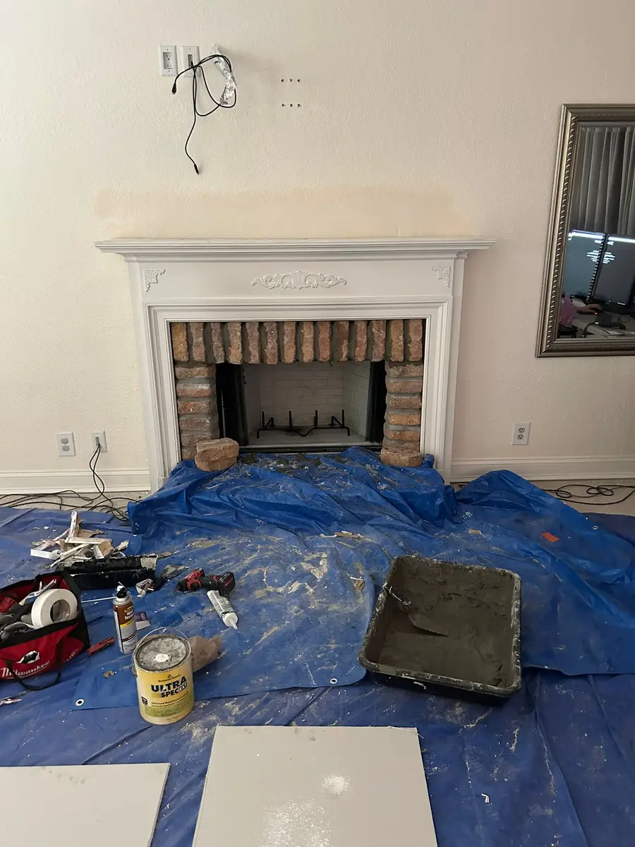 Fireplace restoration in progress
