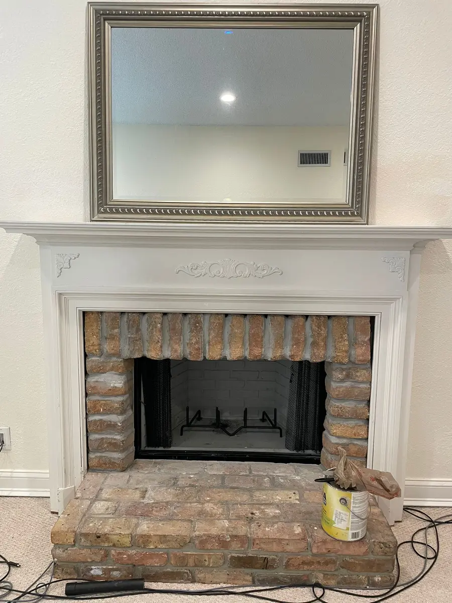 Fireplace surround repair in progress