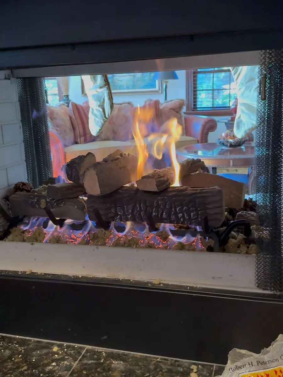 Gas fireplace before service